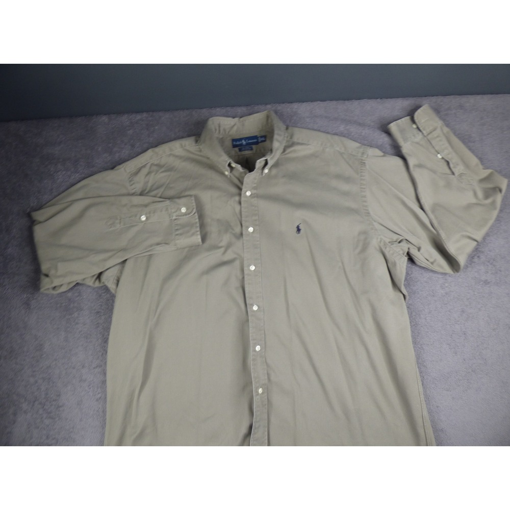 Polo Ralph Lauren Blake Shirt Mens XXL Khaki Tan Cotton Twill Button Down LS